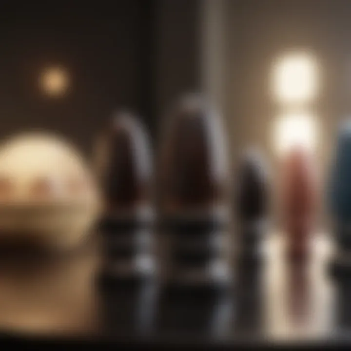 A serene setting showcasing various buttplug designs