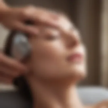 Person using an acupressure device for pain management