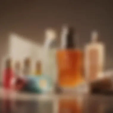 An artistic arrangement of beauty products reflecting sunlight, highlighting the connection between beauty and wellness.