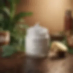 A rich, creamy moisturizer in a jar surrounded by natural ingredients