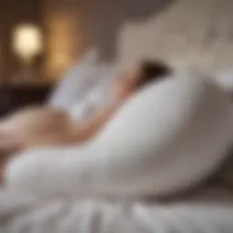 A pregnant person comfortably resting with a pregnancy pillow