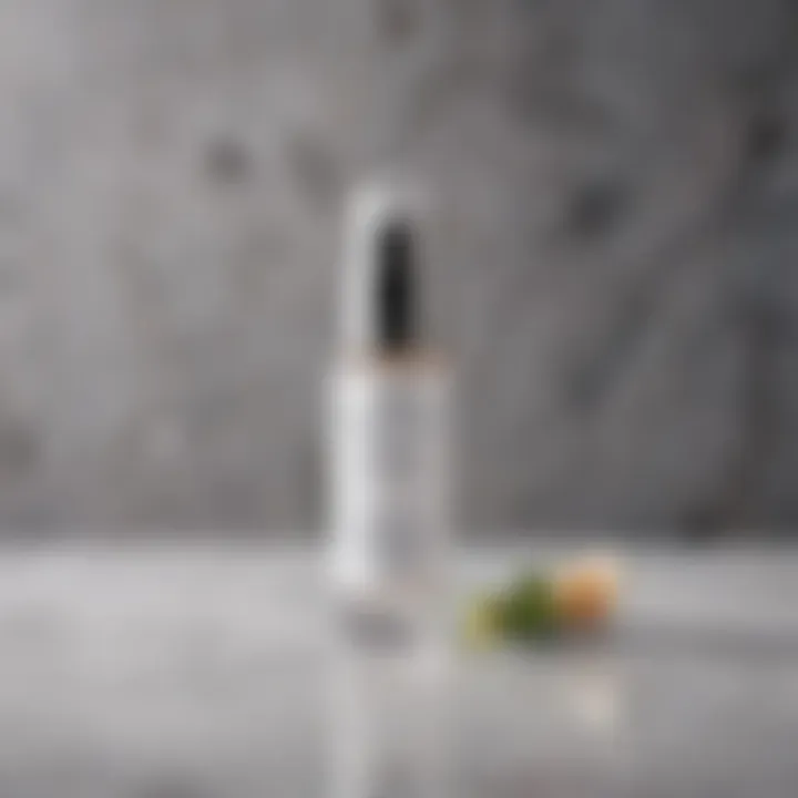 A luxurious bottle of retinol serum on a marble countertop.